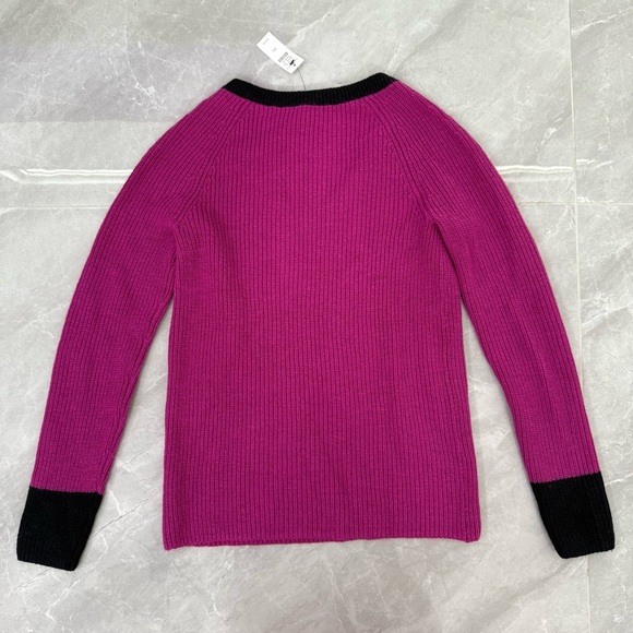 Women’s Talbots Ribbed Color Block Long Sleeve V-Neck Sweater XS - Picture 10 of 16